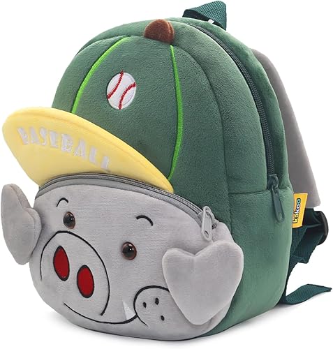Miniatura 5 de Mochila pequeña para niños y niñas, linda mochila pequeña de dibujos animados de animales de felpa suave para niños de 2 a 6 años, Cerdo lindo,