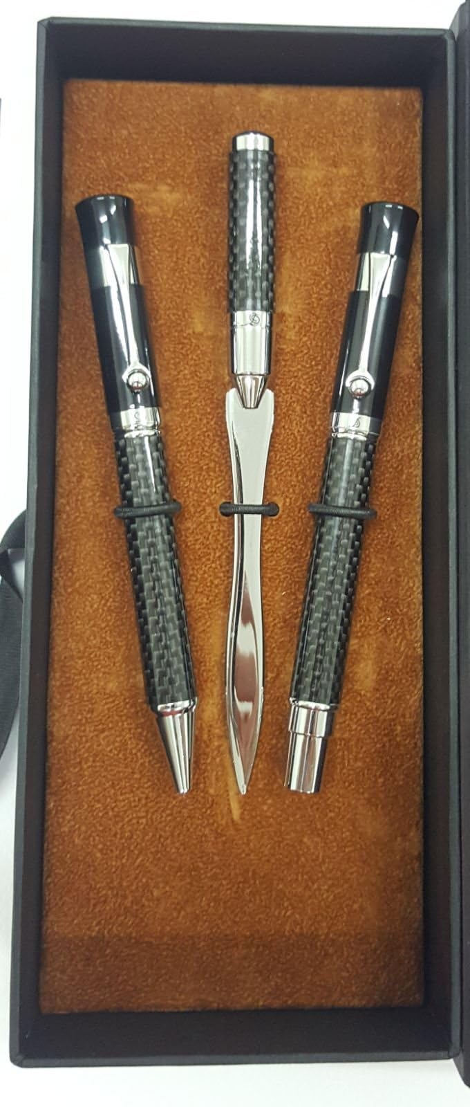 Dallaiti Carbon Lux Stylus Pen, Ballpoint Pen and Letter Opener Set