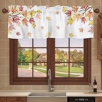 Vista 7 de Cenefa para ventanas, cenefas de cocina con bolsillo para barra, cortinas cortas de hojas de arce de Acción de Gracias para sala de estar, baño