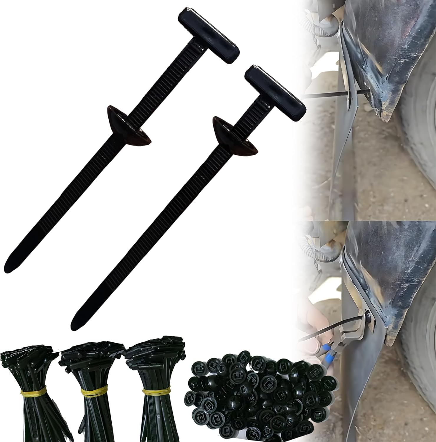 Nylon Universal Cable Tie Buckle, 2025 NEW Push Mount Zip Ties with Pin & Button Design, UV Resistant Zipties for Car Daily Auto Fixing (20Pcs)