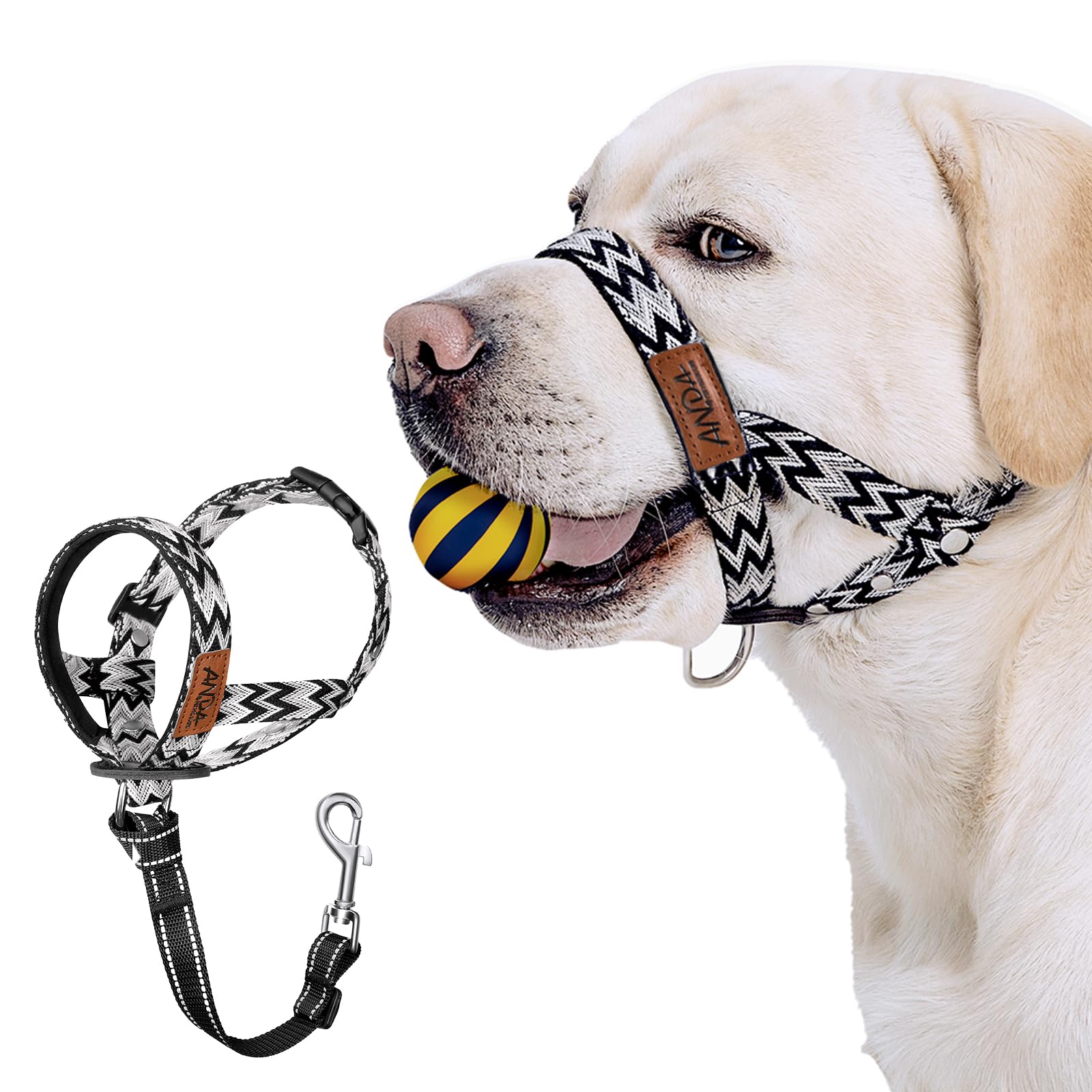 ANDA Gentle Leader for Dogs Headcollar - Ultra-Light No-Pull Dog Head Collar, Adjustable Breathable Muzzle Leash Prevents Pulling & Lunging, Comfort Fit for Small Medium Large Dogs