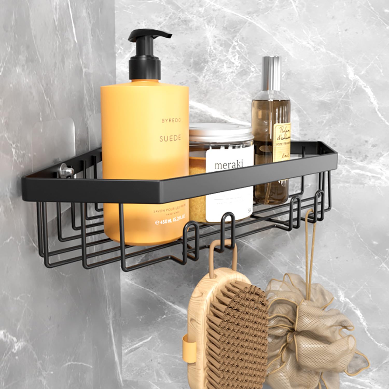 HOKIPO Magic Sticker Series Self Adhesive Bathroom Corner Shower Caddy (AR-5181)