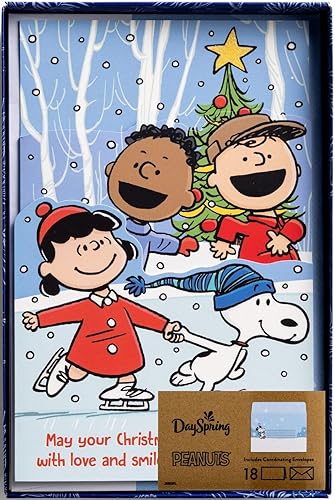 DaySpring - Cacahuetes - Que tu Navidad brille brillante - 18 tarjetas y sobres de Navidad en caja (U1010)