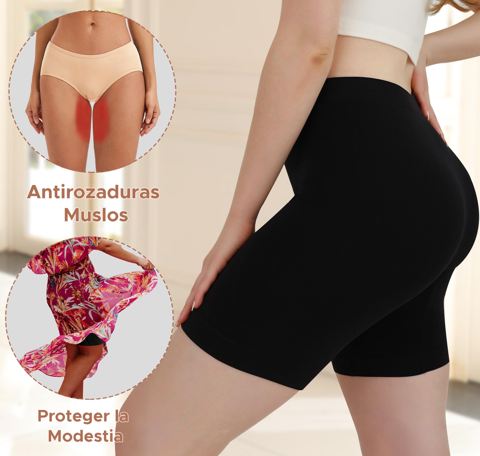 INNERSY Pantalon Antirozaduras Mujer Debajo la Falda Pantalones Cortos Vestir Braga Anti Roce 3 Pack