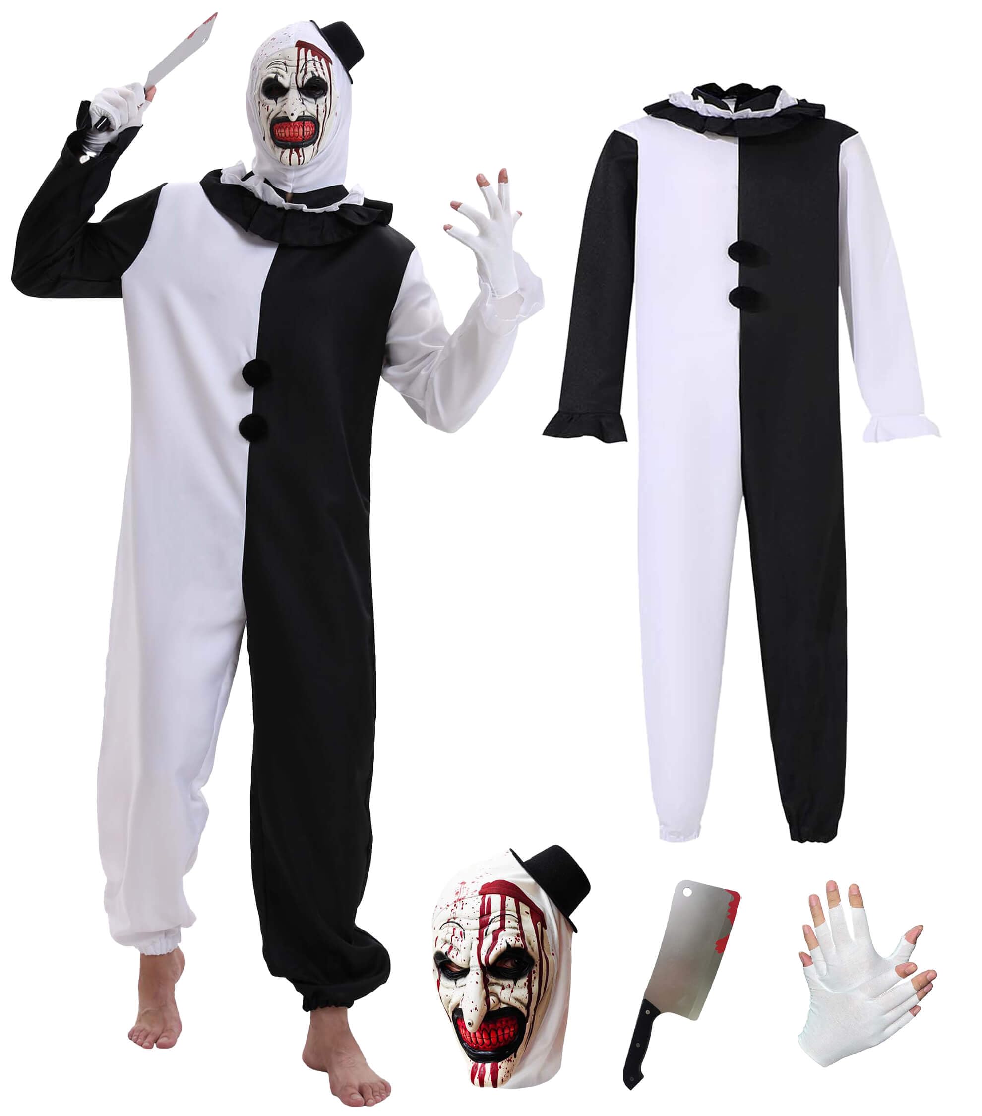 Scary Clown Halloween Costume Set