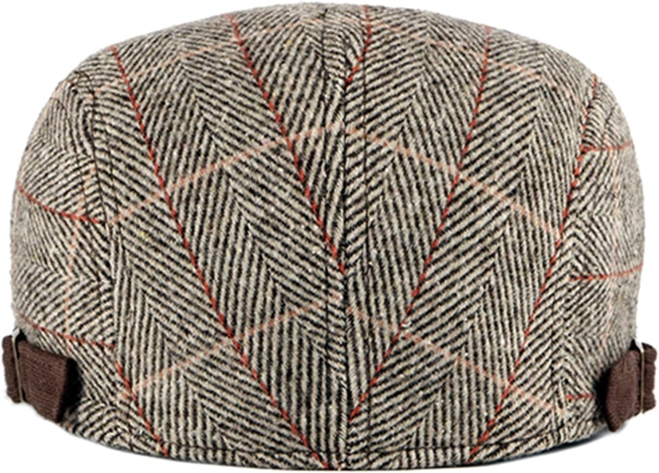 meioro Men's Cotton Flat Cap Herringbone Tweed Newsboy Hat Adjustable Wool Blend Hats Gatsby Cabbie Ivy Caps - Image 3