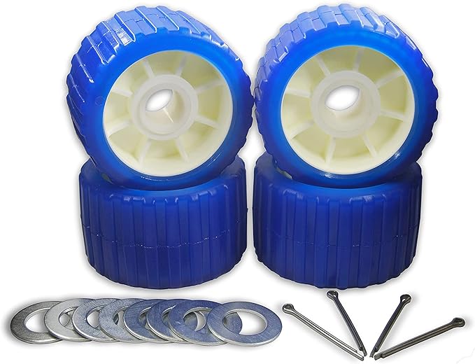 Qincio Boat Trailer Ribbed Wobble Roller Kits, 5" Diameter