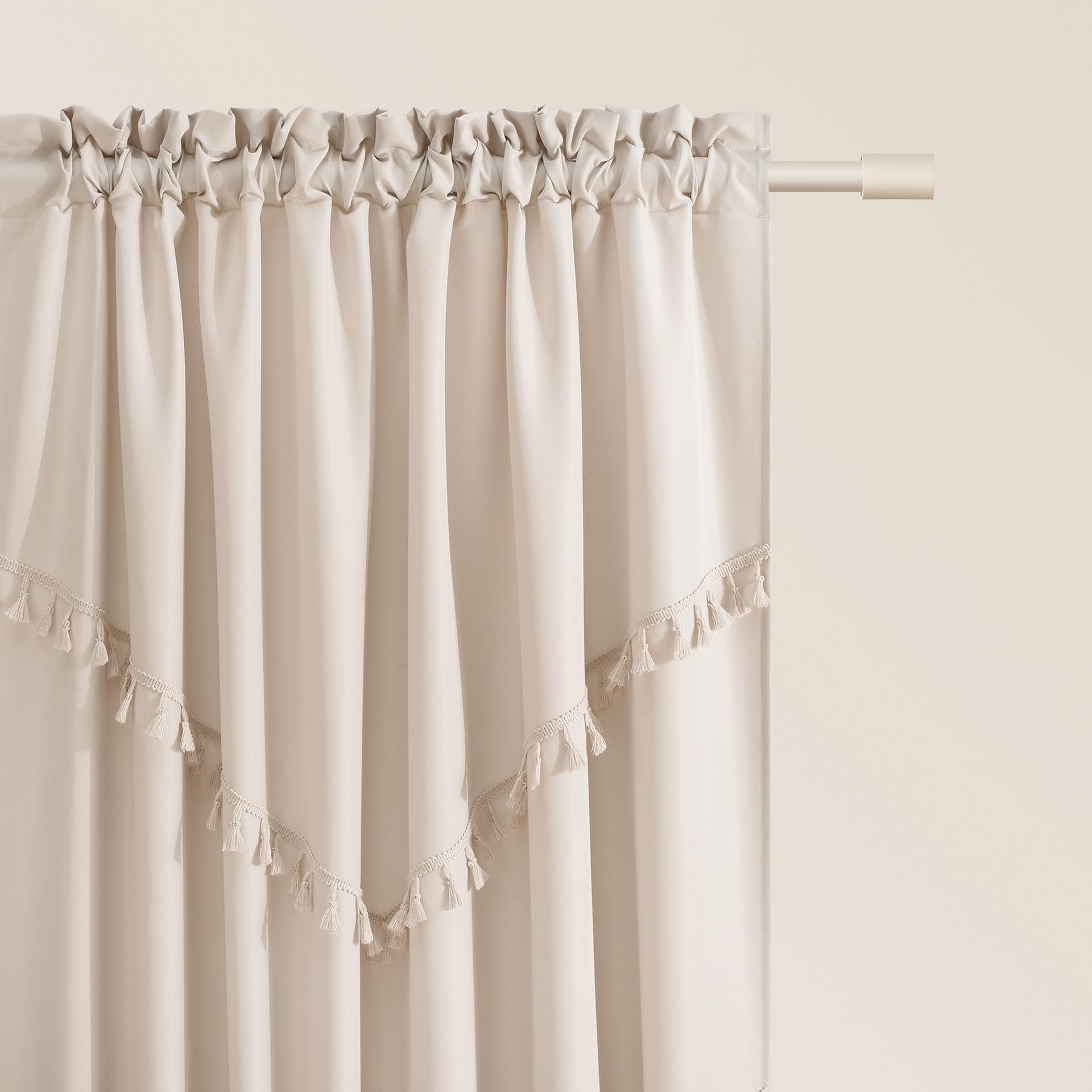 ROOM99 Chloe Curtain with Ruffle Tape, 140 x 250 cm, Width x Height Sliding Curtains, Modern Curtain, Living Room, Bedroom