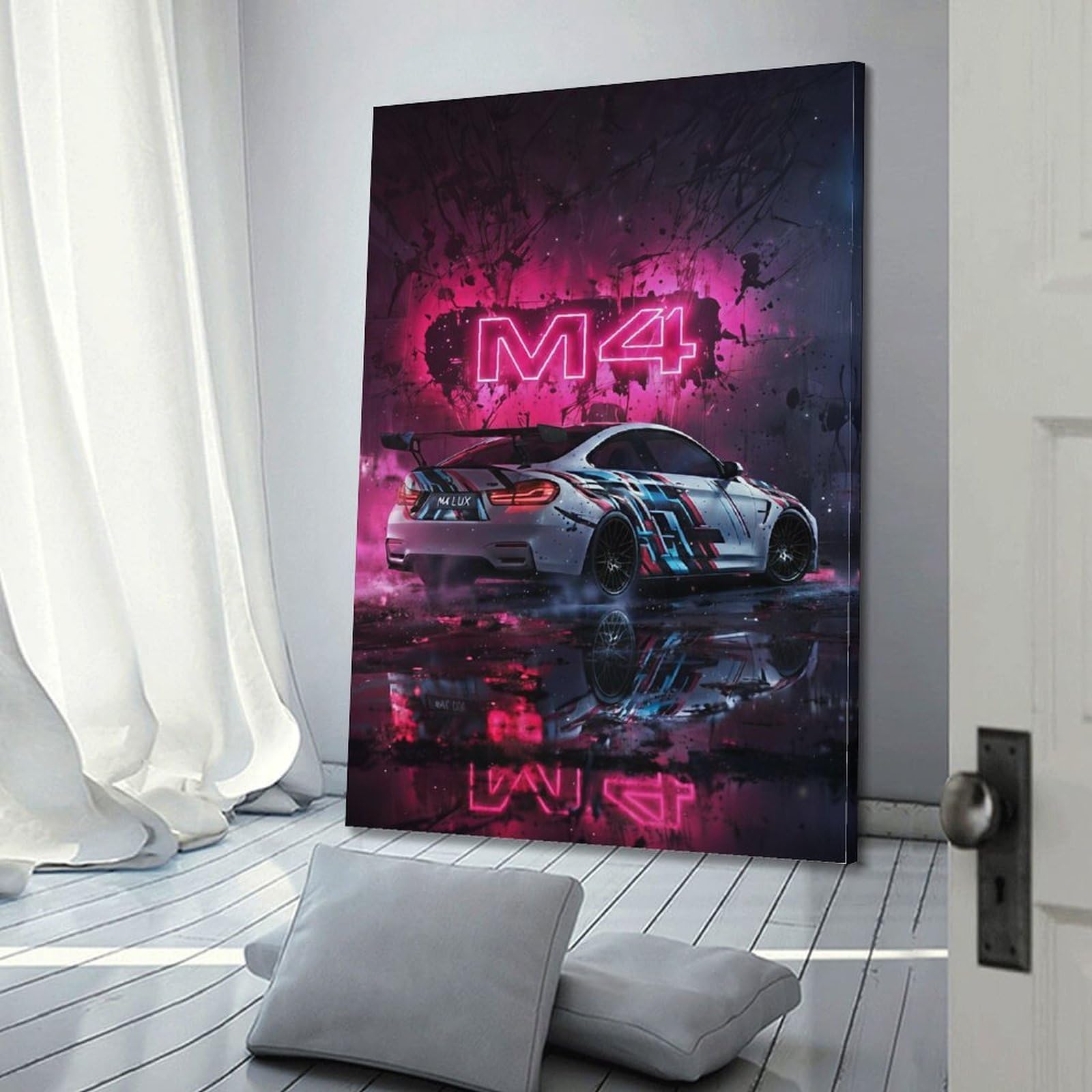 ESTE F82 M4 CS Sport-Rennwagen-Beleuchtungs- und Schatteneffekt-Poster, dekoratives Gemälde, Leinwand, moderne Kunst, Bild, 50 x 75 cm