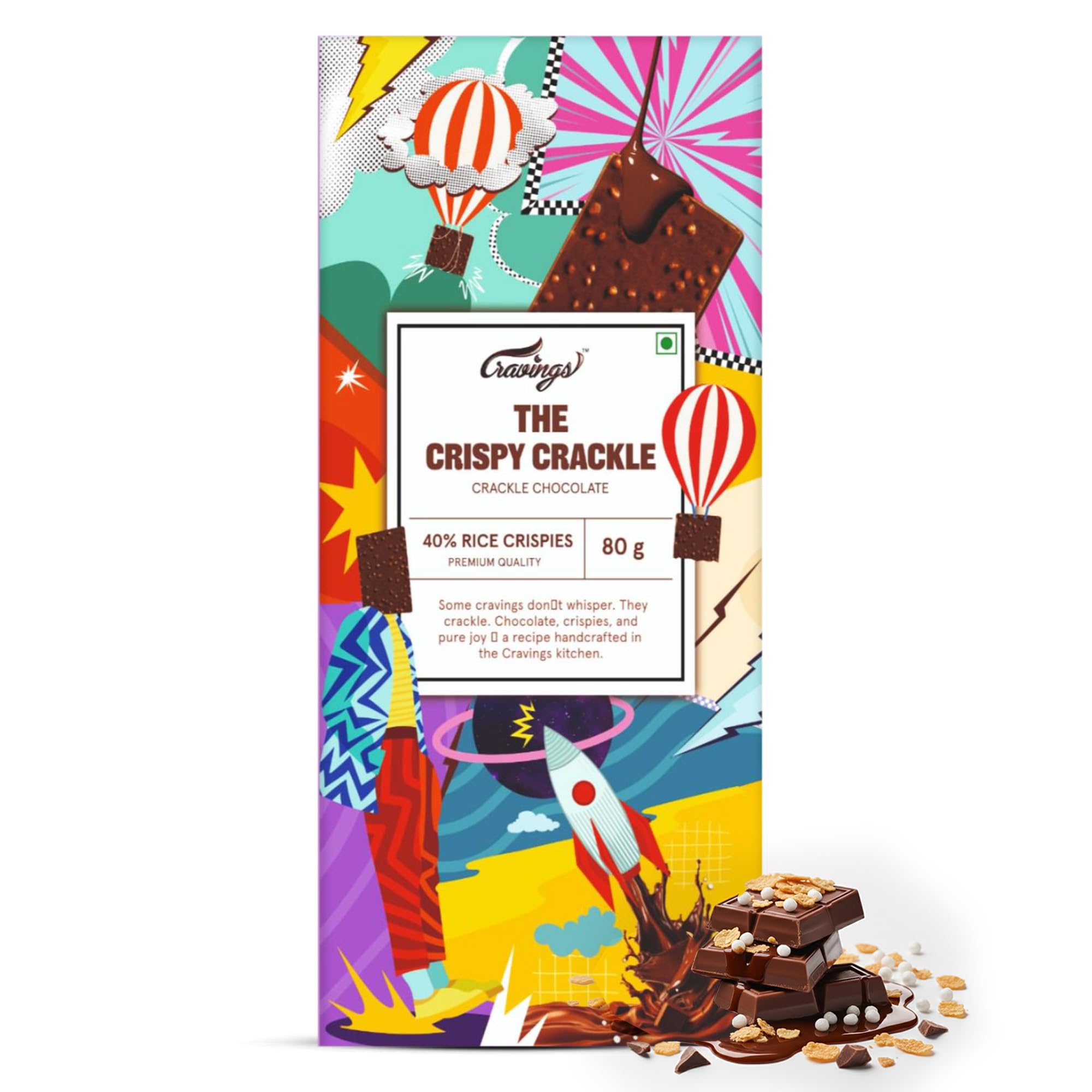 Cravings The Crispy Crackle Chocolate Bar 80g | 40% Rice Crispies | Crunchy Milk Chocolate Snack for Anytime Indulgence-image-21