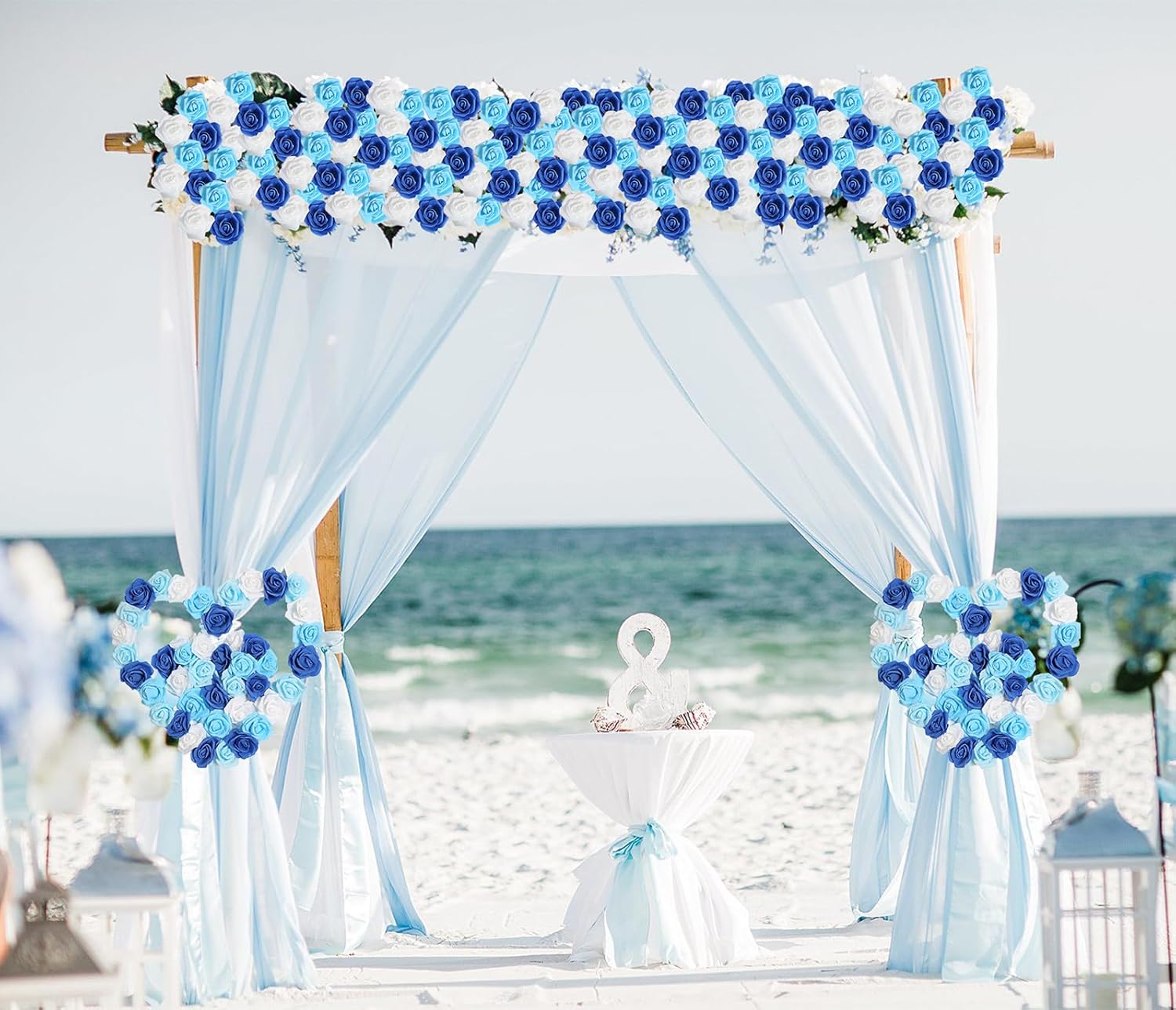 200PCS Foam Flowers Roses Artificial Flower Heads Artificial Roses Bulk Foam Rose Heads for DIY Wedding Bouquets Centerpieces Party Baby Shower Home Decor(Series Blue)