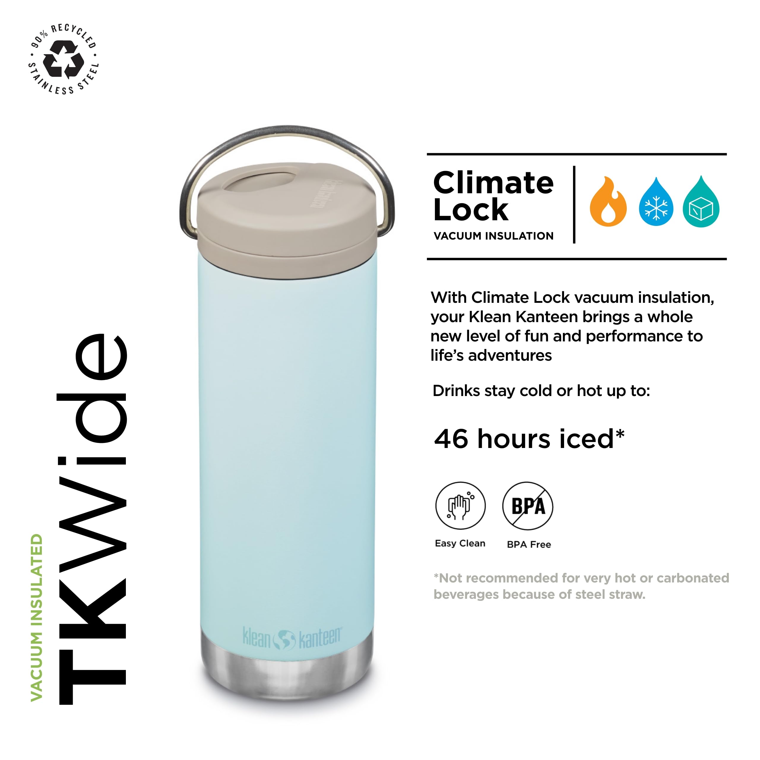 Amazon.com : Klean Kanteen TK Wide 16 Oz Twist Top Blue Tint