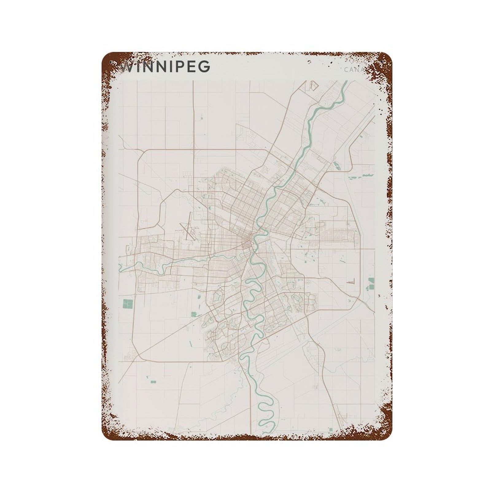 xiaoxiaoshen Winnipeg Map City Travel Canada Manitoba Wall Decor Art Metal Tin Poster Modern Home Decor Art Home Bar Shop Decorations Vintage Sign 40x30cm