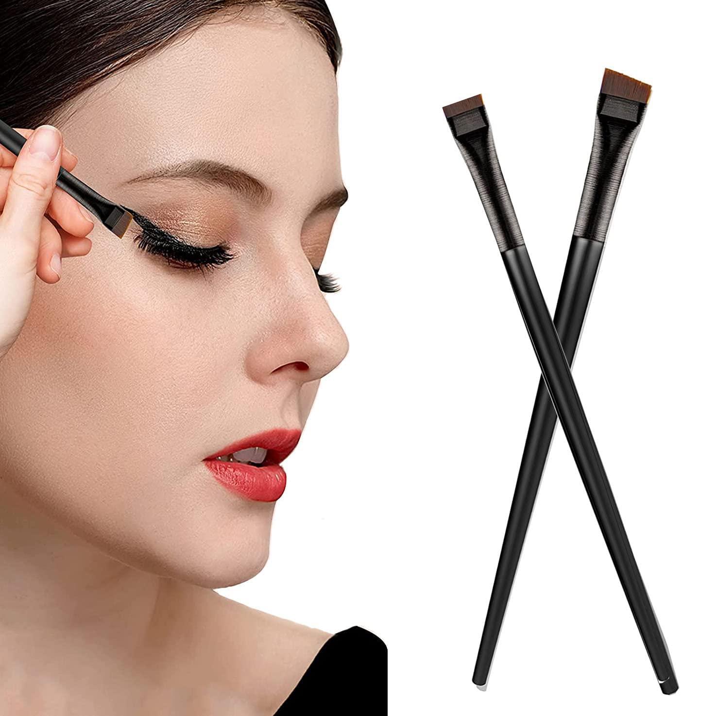 SALOCY Angled Eyeliner Brush, Flat Eyeliner Brush,Fine Bent Eyeliner Brush,Pencil Point Eyeliner Brush,4 Pieces Beauty Cosmetic Tool Brushes Kits for Eye Make Up : Beauty & Personal Care