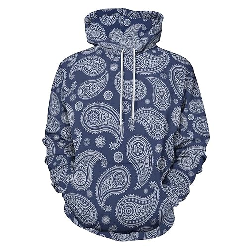 Blue Paisley Bandana Adult Hoodies for Men Pullover Women Hooded