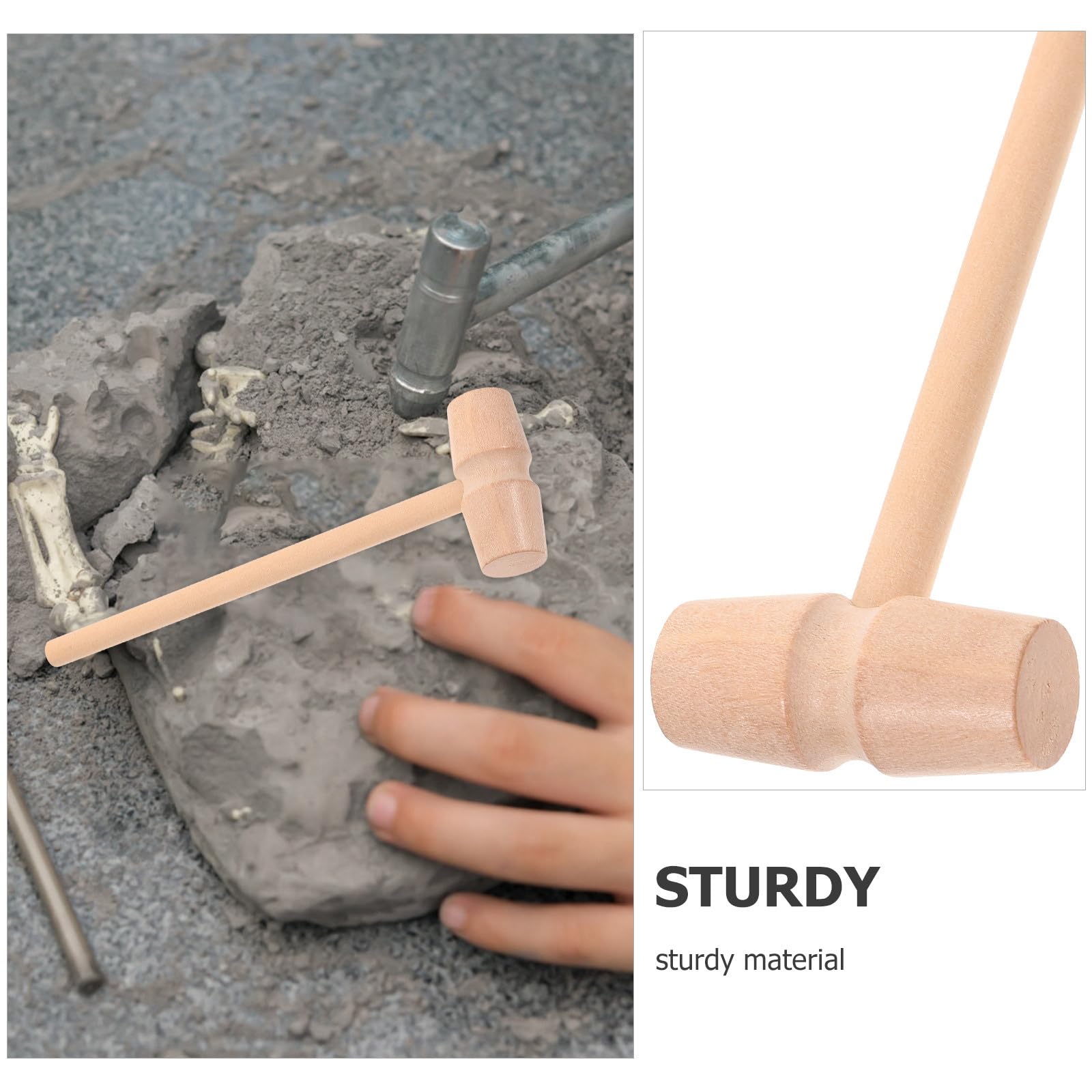 UPKOCH Kit D'Excavation Pour Enfants - Lot De 9 Outils En Bois : Marteau, Burin, Pinceau - Jouet Éducatif Dinosaures & Pierres Précieuses