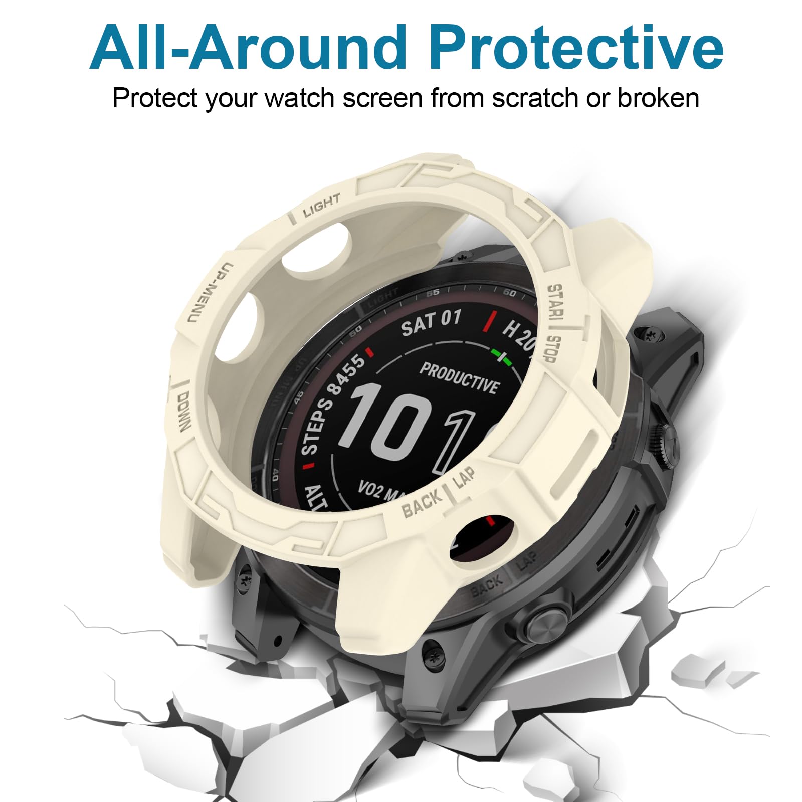 Protective Case for Garmin Fenix 7S 42mm, Silicone Protective Watch Case Cover Shell - Image 3