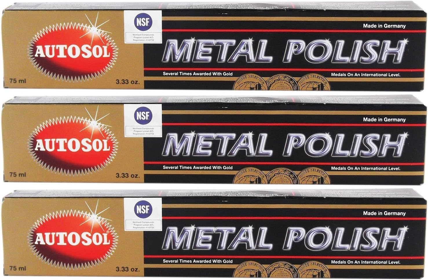 3x Metal Polish Chrome Shine Metal Polish Chrome Polish 75 ml