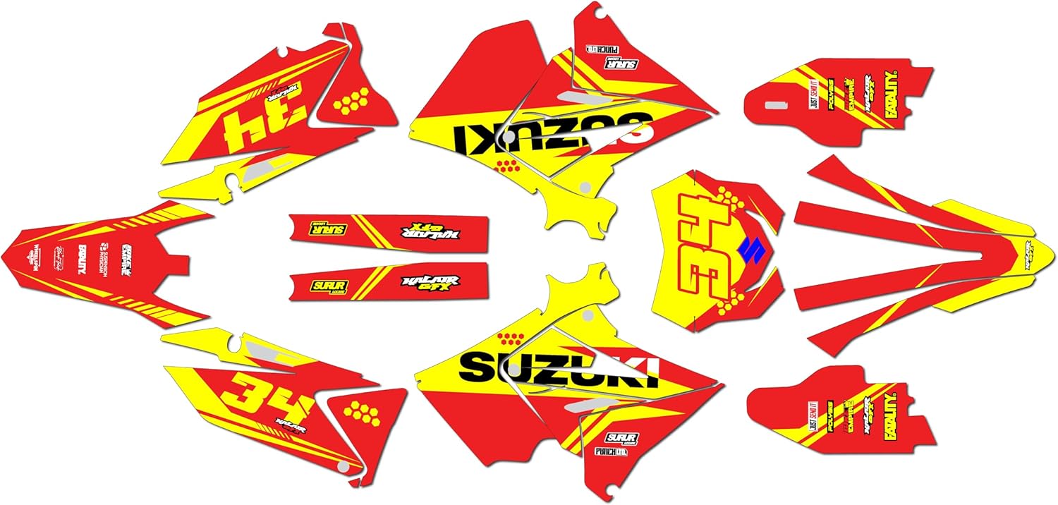 Graphics Kit for Suzuki RM125 RM250 2001-2008 Polisport Restyle Plastics Icon Series Magenta 16 Mil - Dirt Bike Custom Racing Graphics Decals Stickers Kit, no-Plastics