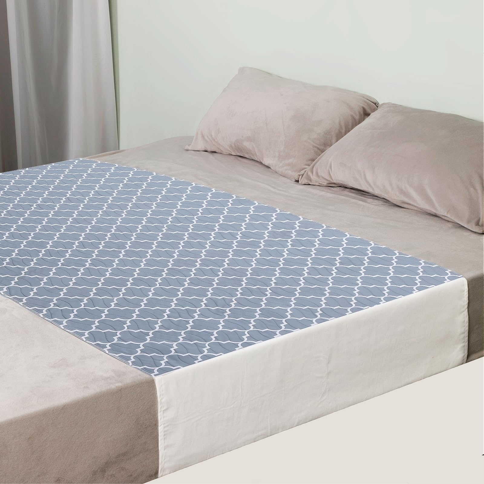 OUTCREATOR® Saddle Style Bed Pad with Tuck-in Sides, Absorbent Waterproof Washable and Reusable Incontinence Underpad,Premium Quilted Tuckable Mattress Protector for Adult, Toddler,Pet(34"X60",Gray)