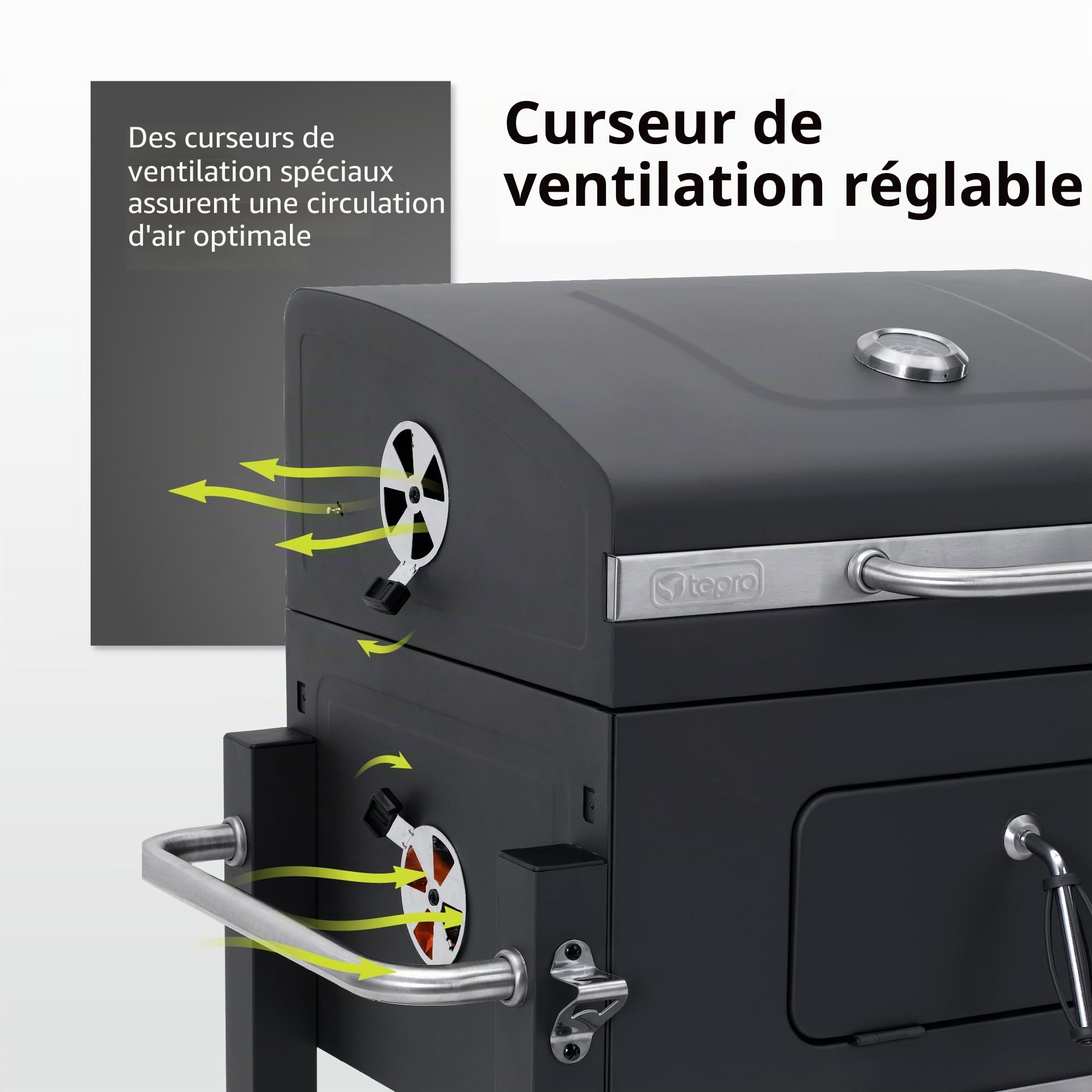 Tepro Toronto Click Barbecue au charbon de bois Anthracite/acier inoxydable