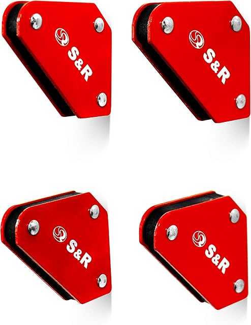 S&R Mini Welding Support Magnet - Set of 4 Magnets 58 x 50 mm with Angle 45 °, 90 °, 135 °