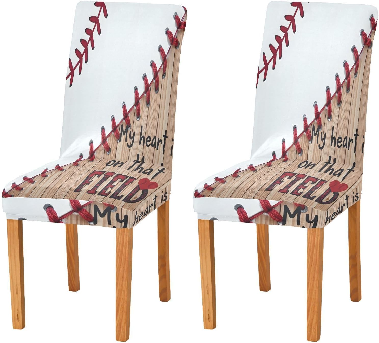 ALAZA Chair Covers for Dining Room, Baseball Close Up Stretch Chair Cover Sets Chair Protector Removable Washable for Ktichen Restaurant Hotel