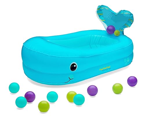 Infantino Whale Bubble - Juego de bañera inflable y bola azul paquete de 1