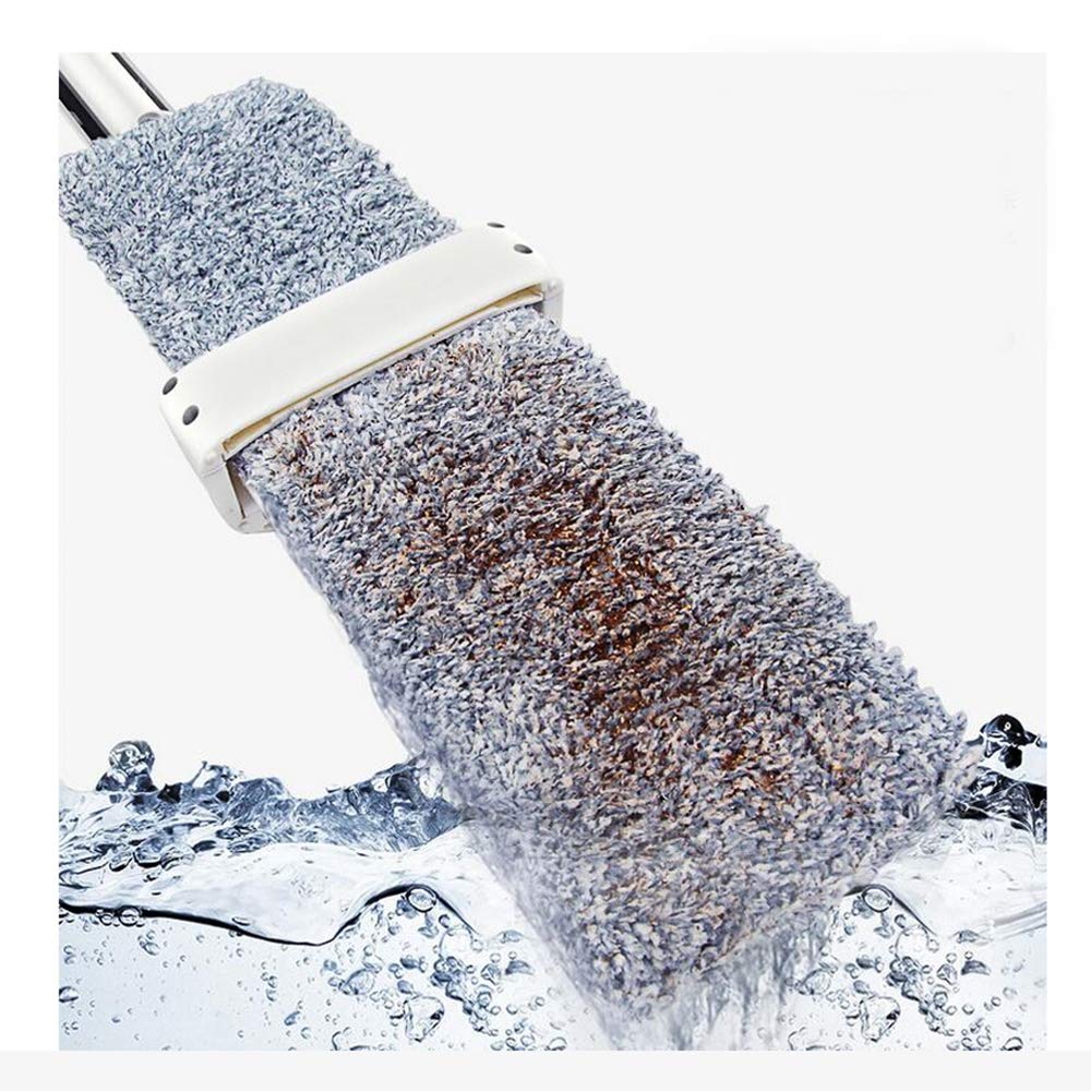 MOP rotación Libre Lavado a Mano seco y húmedo Dual Spray fregona hogar automático Rebote Pisos de Madera, Azul-Blanco, 130cm * 36cm