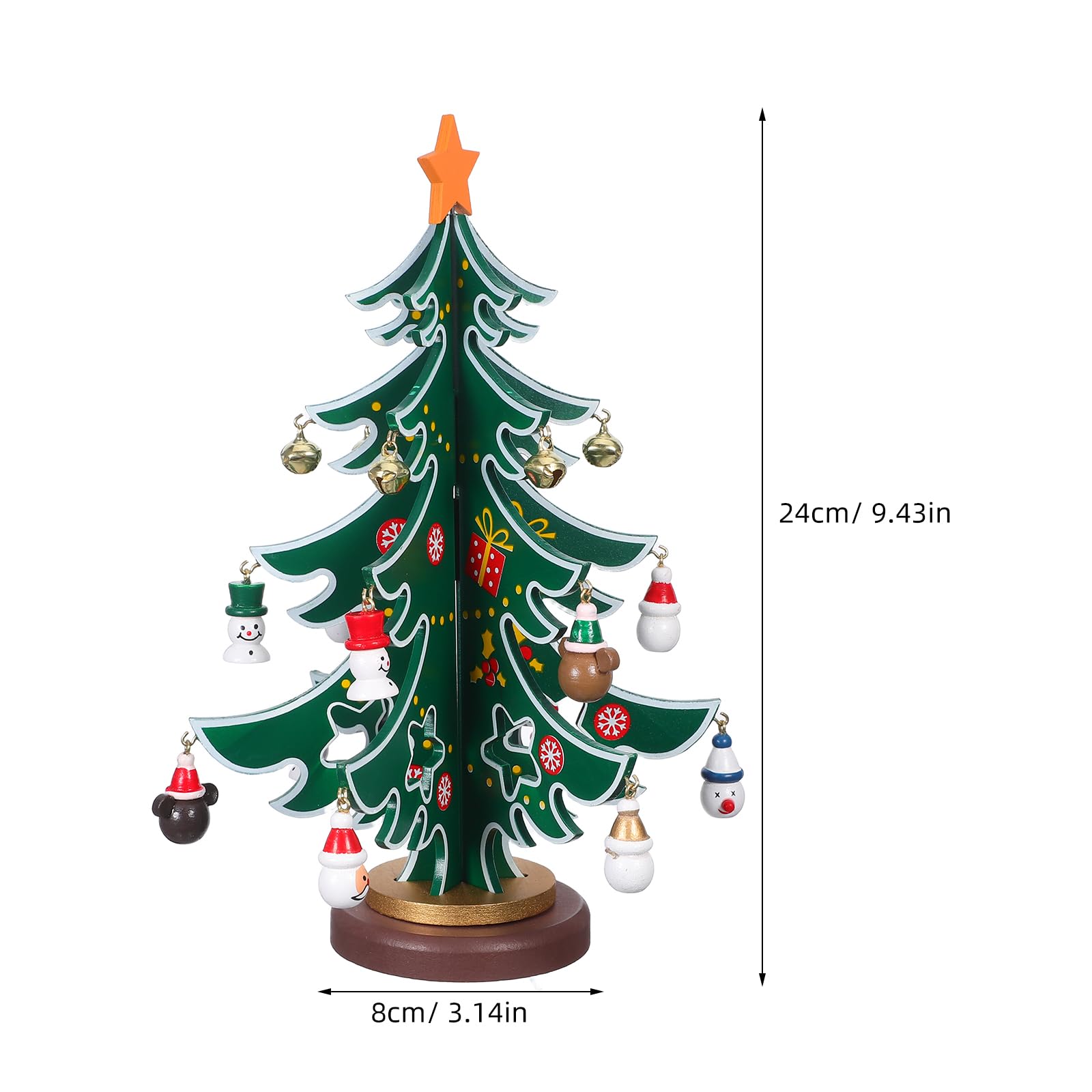 2pezzi Albero di Natale in Legno Mini con Ornamenti Appesi Decorazioni da Tavolo per Feste Alberi di Natale in Miniatura Artigianali