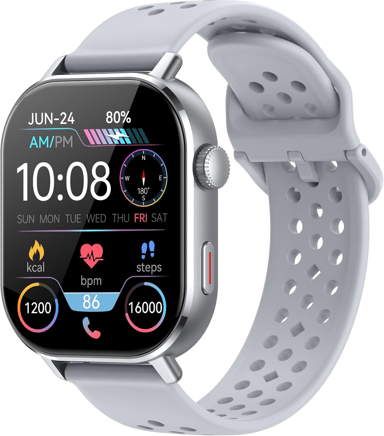 Smart Watch for Men GPS, 2.06"HD AMOLED Military Multisport Fitness Tracker with Bluetooth Call/Compass/Barometer/Altitude 5ATM Water-Resistance Heart Rate/Sleep Monitor, Outdoor for Android iOS