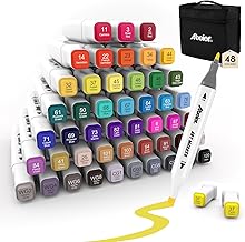 ABEIER 48 Colours Professional Alcohol Dual Tip Markers - Artistic Drawing Pens with Quick Drying for Painting, Sketching and Coloring for Adults and Children