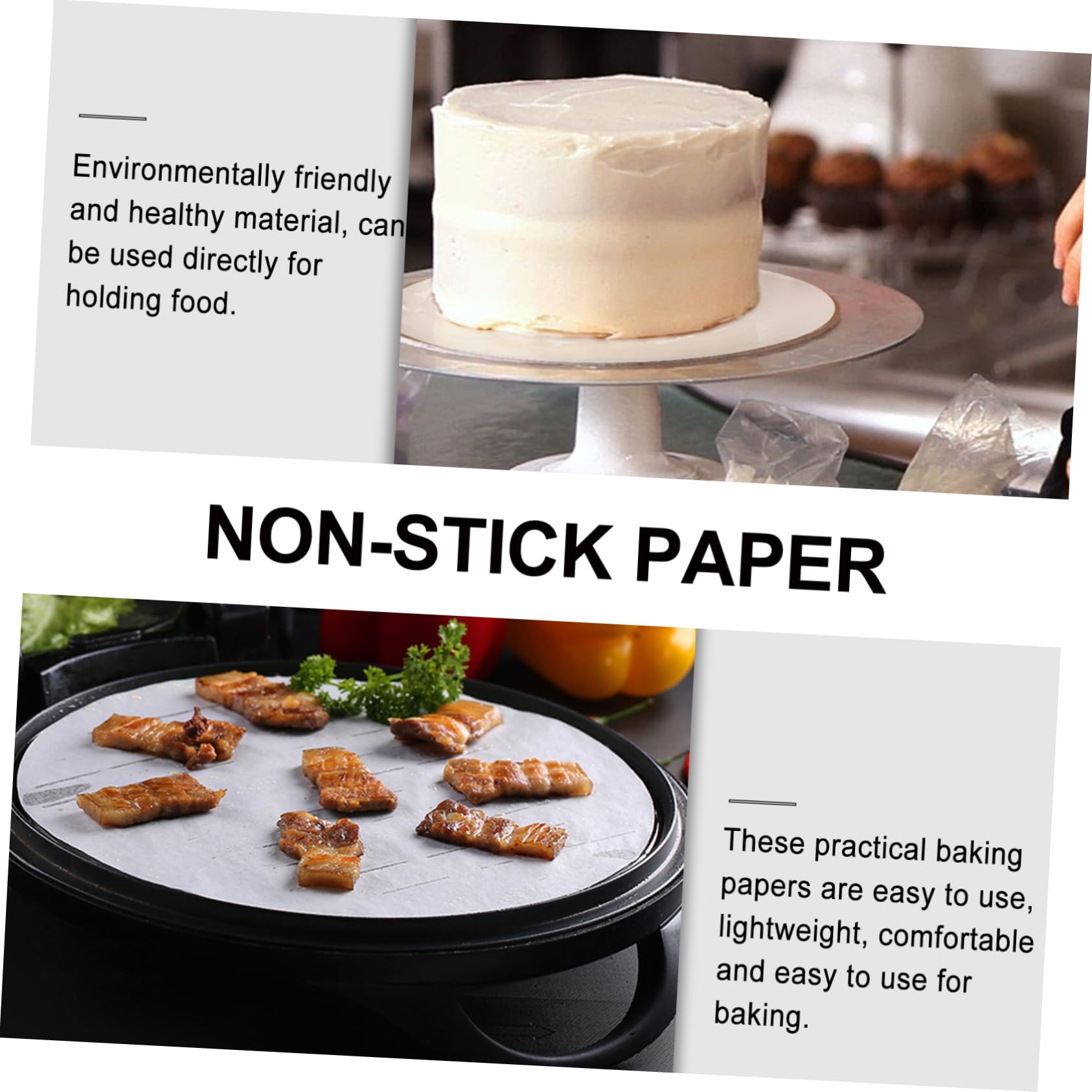 SOLUSTRE 500pezzi Carta da Forno Antiaderente per Cottura Rotondi Carta da Cucina Resistente Antiolio per Biscotti e Dessert