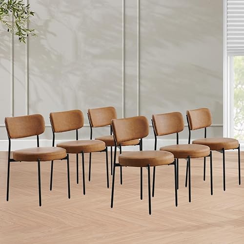 Miniatura 10 de Juego de 6 sillas de comedor de color gris jaspeado claro, sillas de comedor modernas con asiento acolchado y patas de metal resistentes, silla de