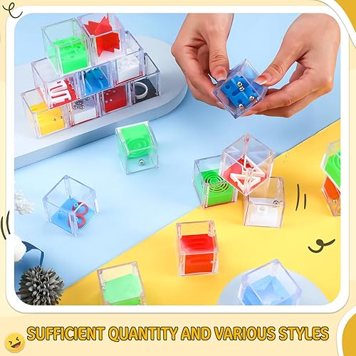 Miniatura 6 de 72 cubos de laberinto mini rompecabezas de 1.5 pulgadas equilibrio 3D IQ juegos de rompecabezas para rellenar calcetines, relleno de bolsas de