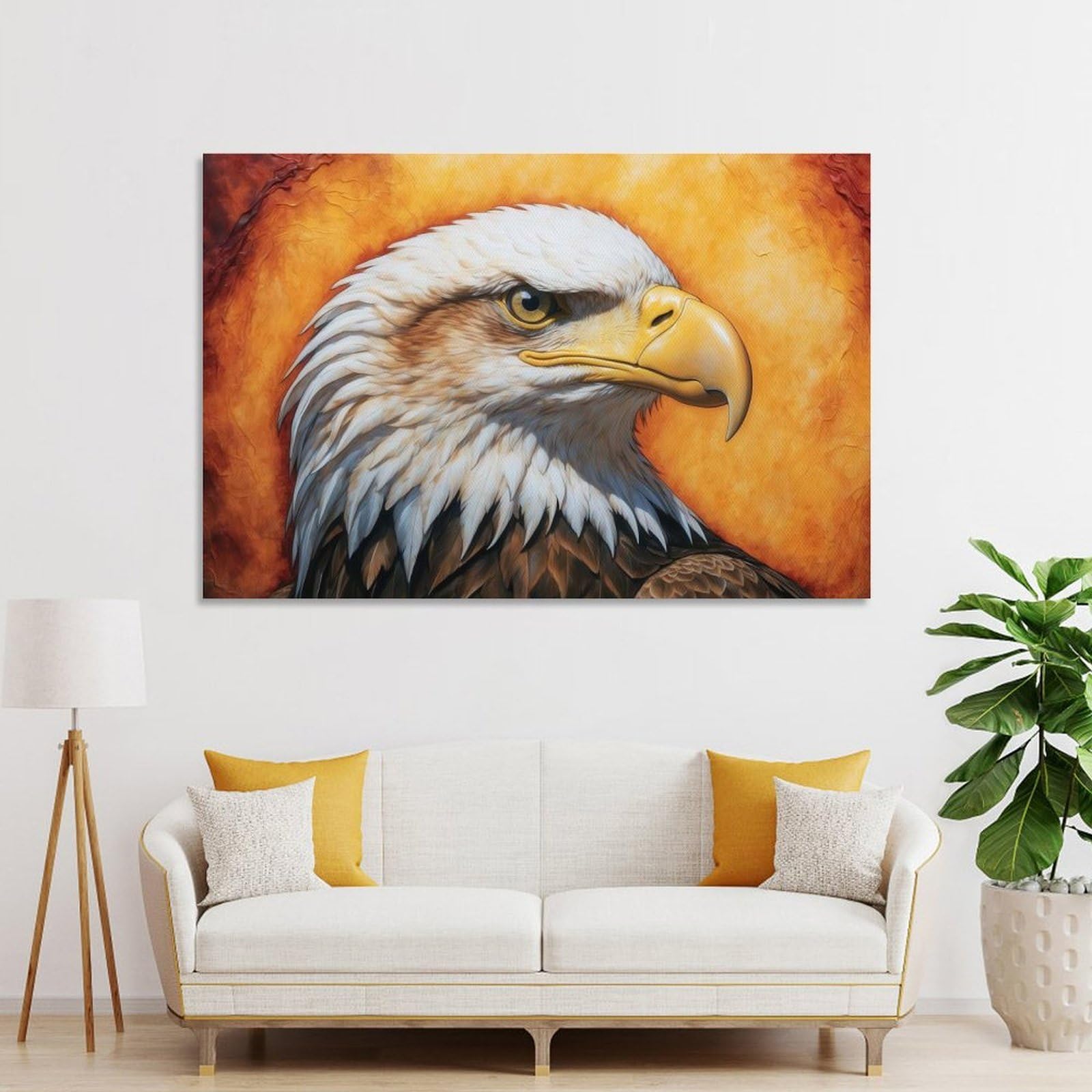 Junmoney Wall Picture Print Majestic Bald Eagle Portrait, 20x30inch(50x75cm), for Living Room, Lounge Or Sitting Room, Modern Wall Decor for Cosy Interiors