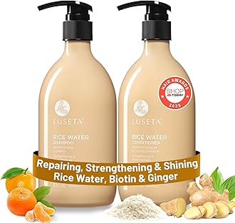 Luseta Rice Water Shampoo and conditioner Set Strengthening & Nourishing Revitalizes Shine for All Hair Types Hydrating & Frizz Control for Women and Men 16.9oz*2