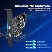 Vista 2 de Tarjeta PCIE USB C de 10 Gbps con tipo E interno a tipo C y tarjeta de expansión de cabezal USB de 19 pines, adaptador de panel frontal PCI Express