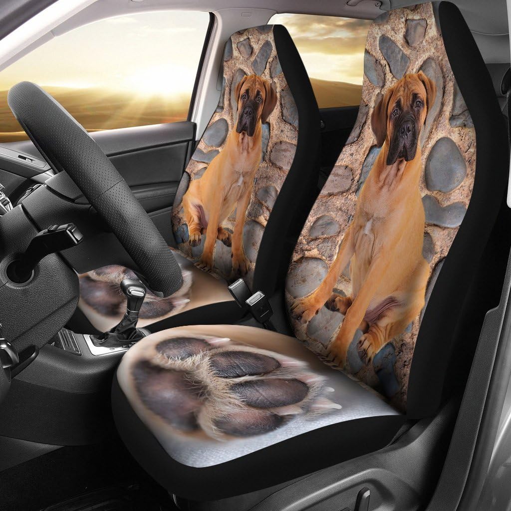 Bullmastiff Dog with Paw Print Car Seat Covers