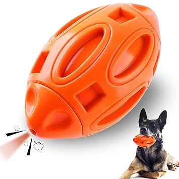 Ucio Squeaky Dog Toys, Durable Rubber Dog Squeak Toy for Aggressive Chewers, Almost Indestructible Interactive Dog Chew Ball Toys, Tough Pet Toy for Medium and Large Breed (Orange)