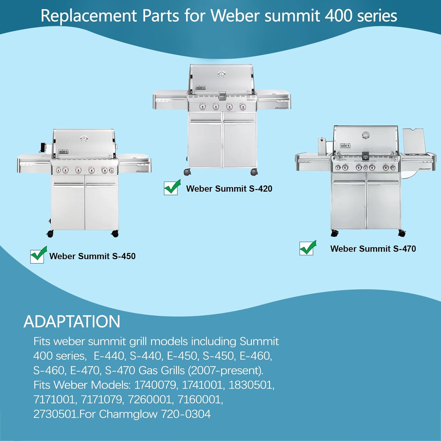 S6G550 (2-Pack) S6G669 (9-Pack) for Weber Summit Grill Parts for Weber Summit E-440, S-440, E-450, S-450, E-460, S-460, E-470, S-470