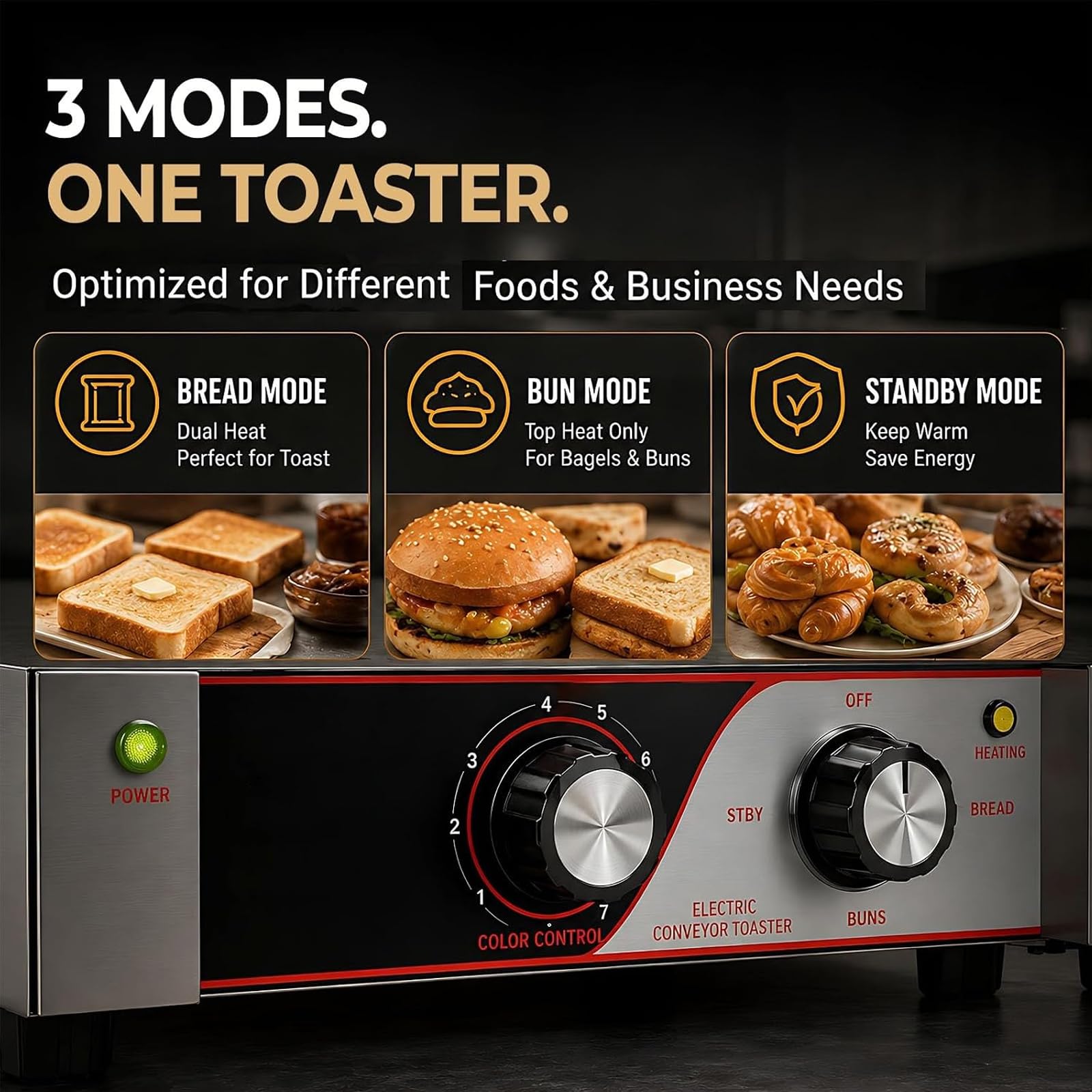 Tostapane a Nastro Professionale, 10–30 Fette/min, Acciaio Inox