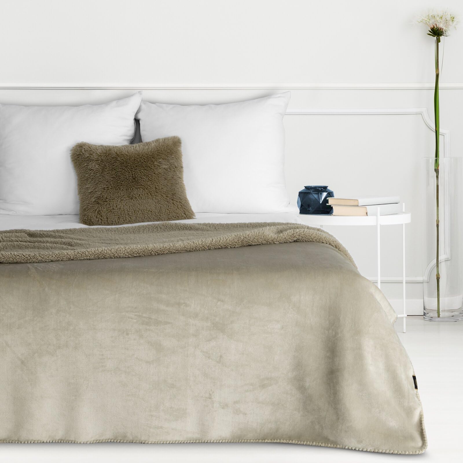 Eurofirany Teddy fleece deken, verwarmende woondeken, stoeldeken, sprei