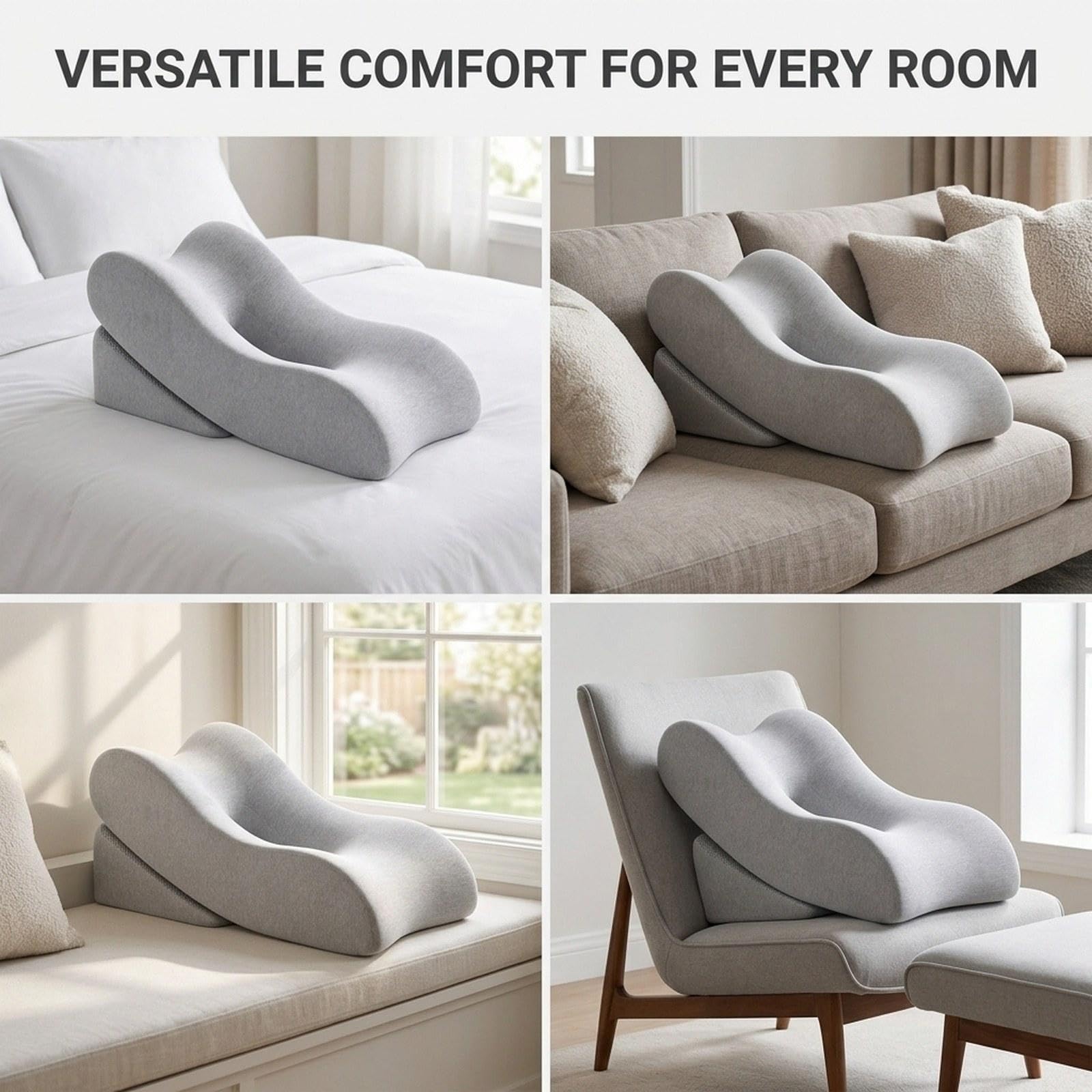 Almohada para Piernas de Espuma Viscoelástica, Cojín de Elevado para Descansar Los Tobillos, Almohada Suave Tipo Sudadera, Ideal para La Cama, Gris Claro, tal como se describe