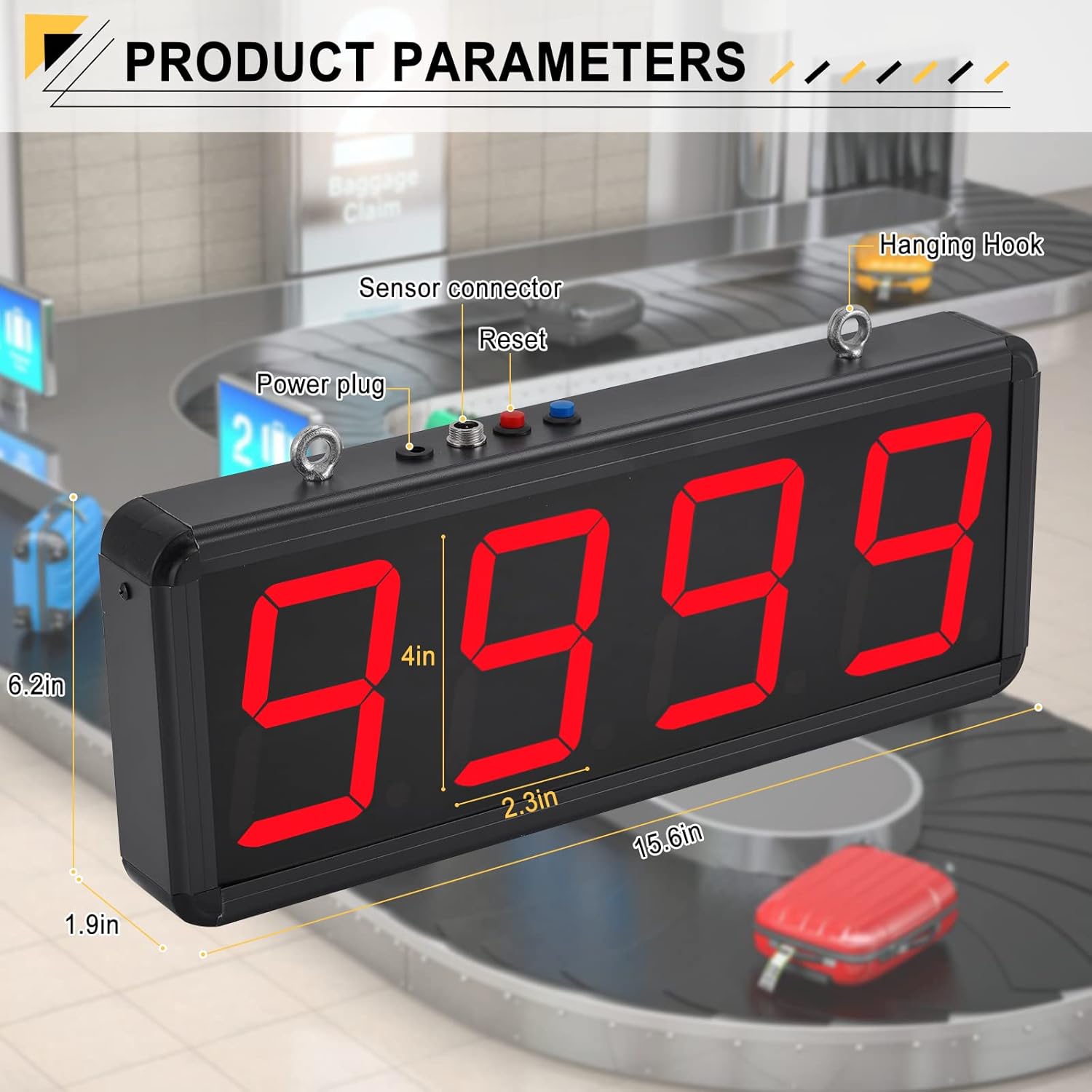 JIAWANSHUN Led Digital Counter Display Count Up to 9999 4in Large Digital Counter with Infrared Sensor Automatic Counting for Conveyor Belts 100-240V