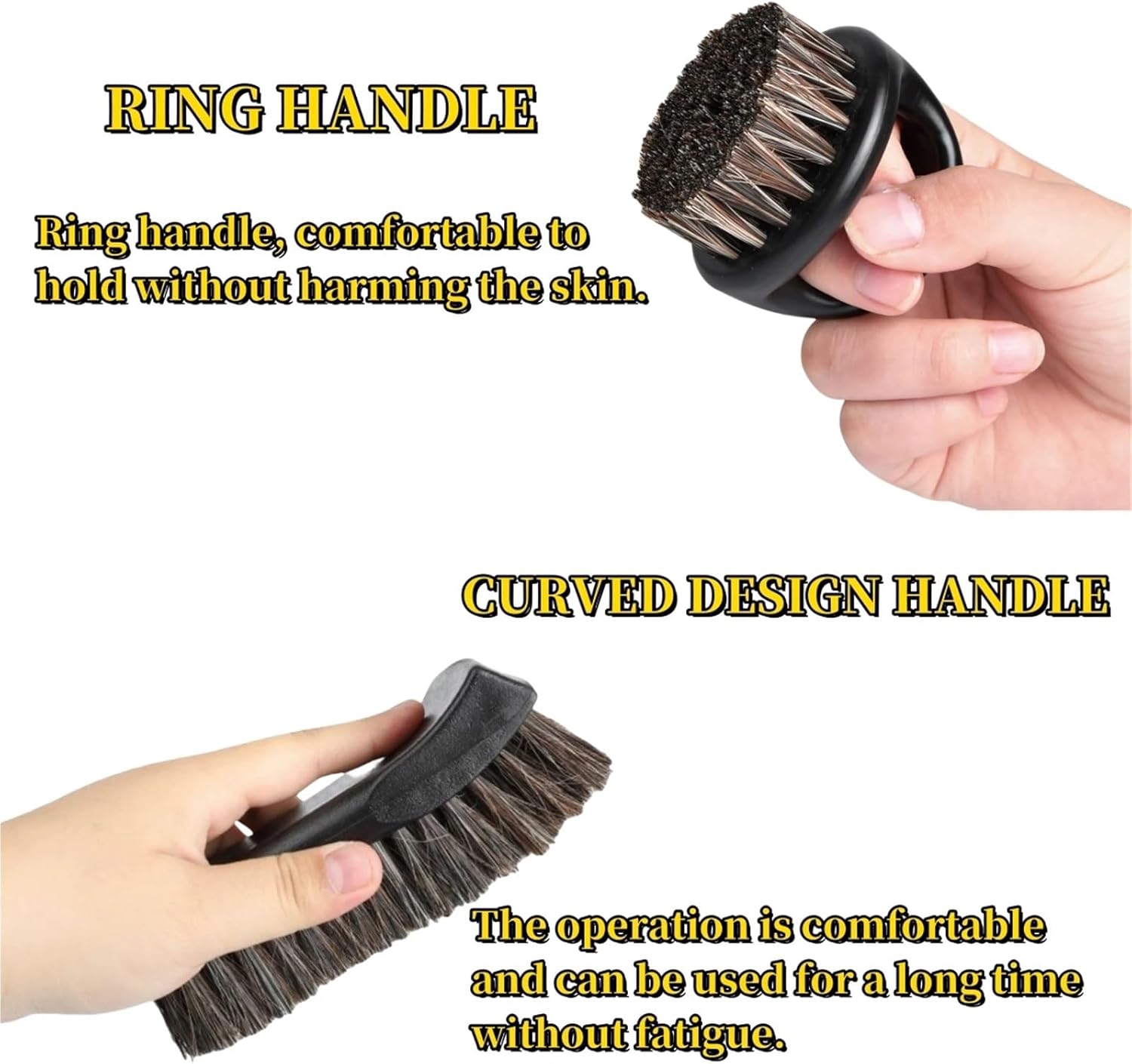 Horse Hair Shoe Brushes 2pcs Auto Leather Cleaning Brush Set