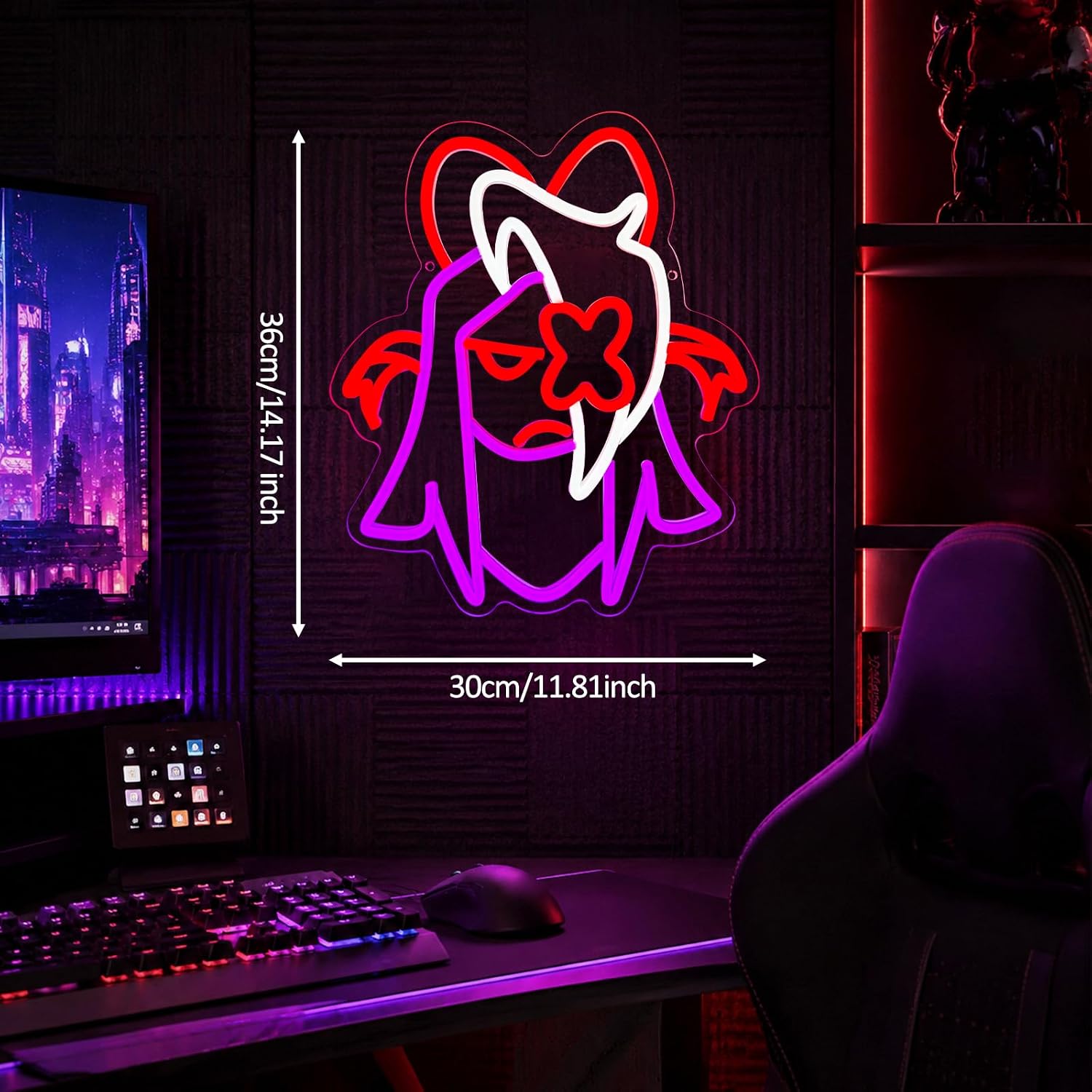 Purple Hair Girl Neon Signs for Wall Decor, 5 Dimmable Led, USB powered image 2