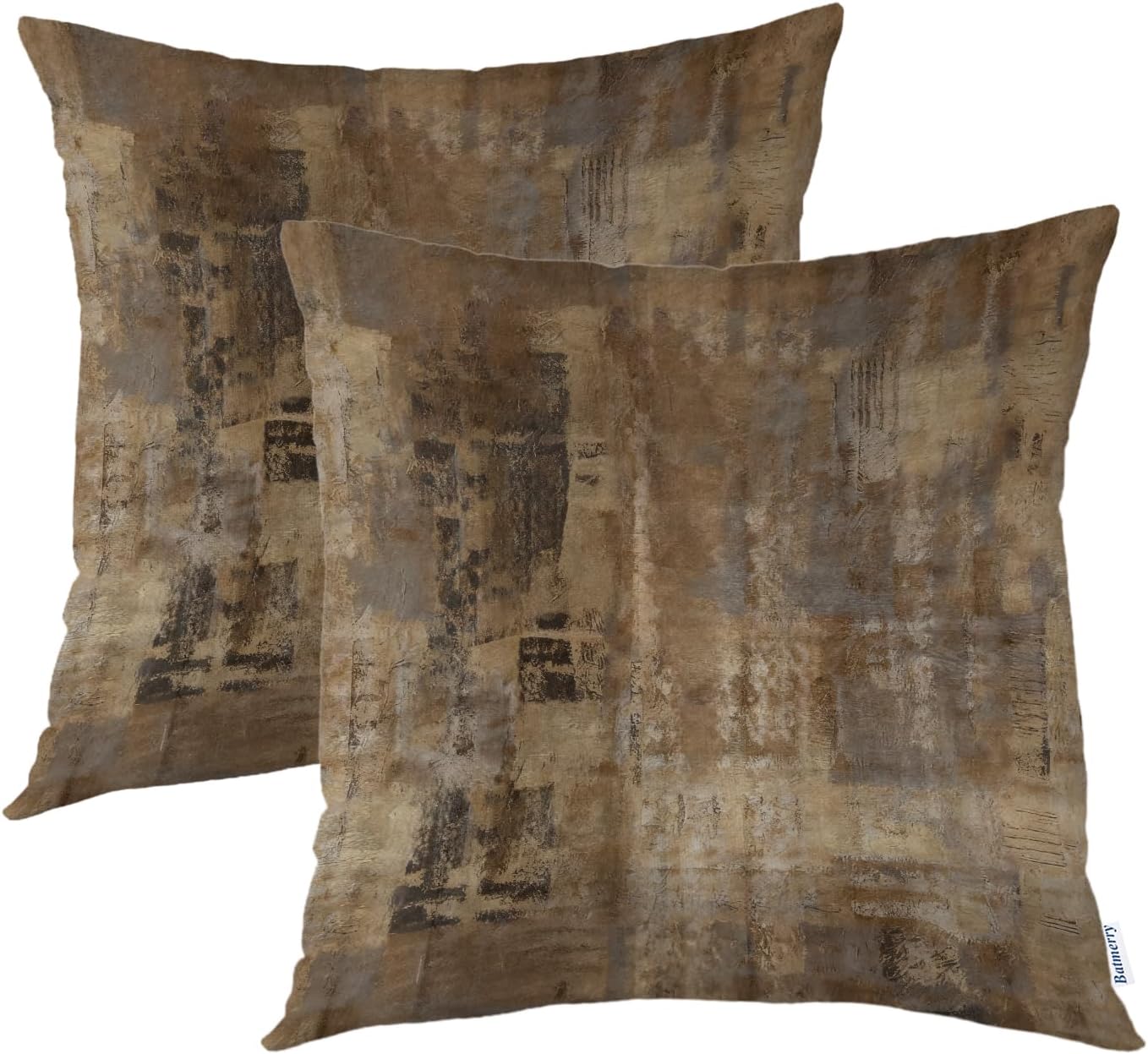 Batmerry Brown Abstract Art Outdoor Throw Pillow Covers,Grey Acrylic Indoor Pillows Digital Printing Water Resistant Linen for Couch Sofa Bed Invisible Zipper 22X22 in