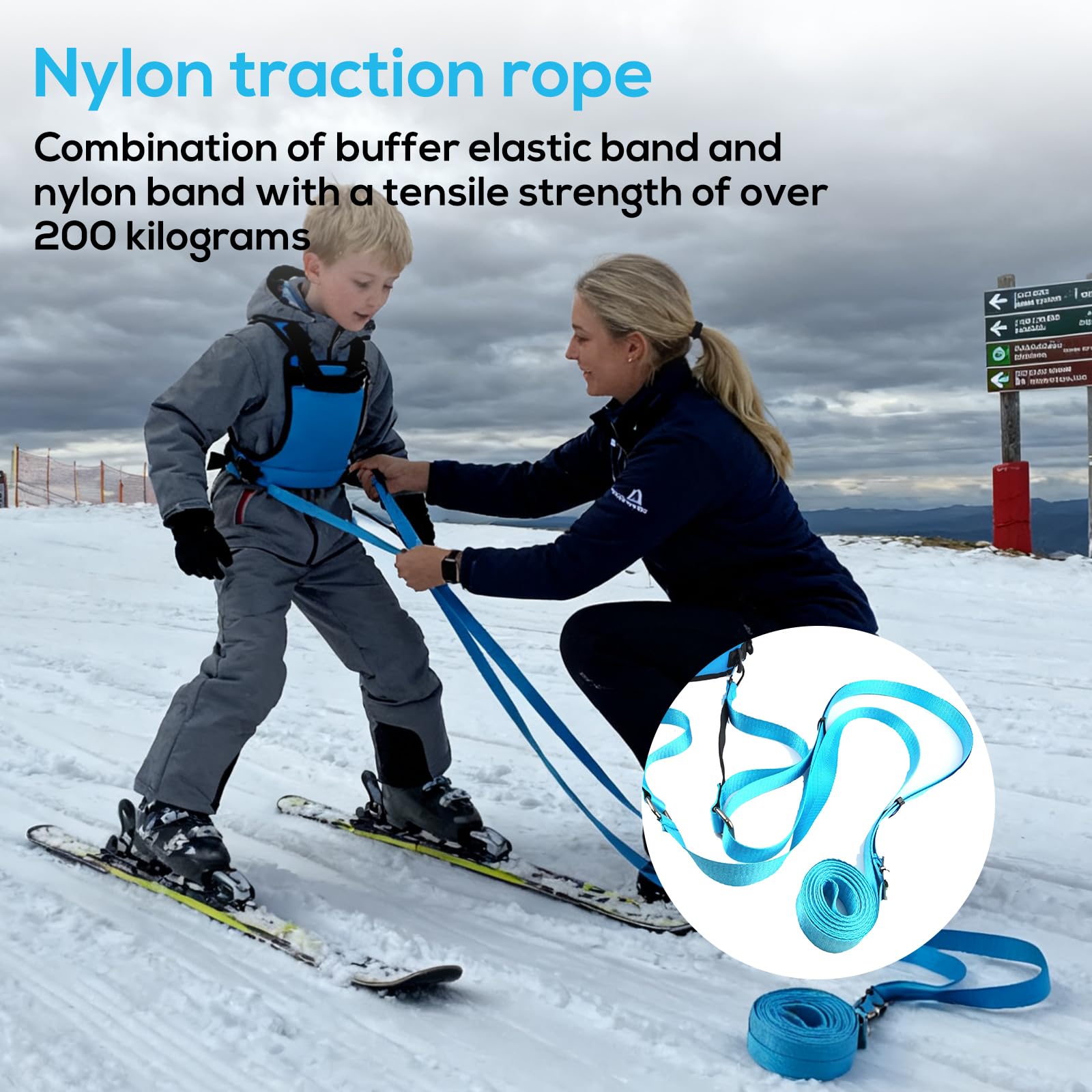 Ski-Trainingsgurt, Ski- Und Snowboard-Trainingsgurt, Ski Harness, - Und Snowboard-Trainingsharnisch Mit Nylonschlaufe, Trainingsgeschirr Für Anfänger, Zum Fahren, Snowboarden(Blau)