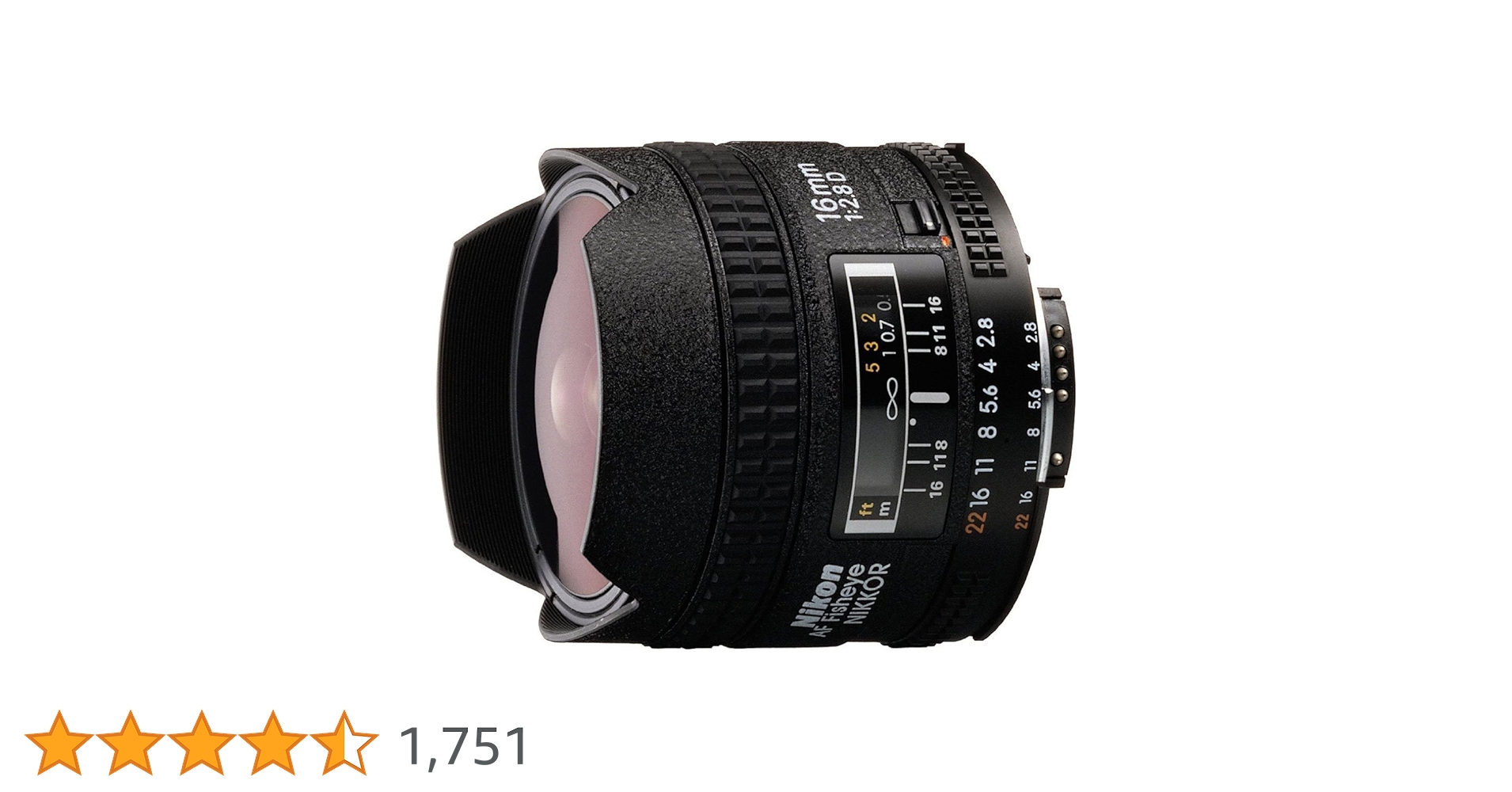 Nikon AF FX Fisheye-NIKKOR 16mm f/2.8D Fixed Lens with Auto